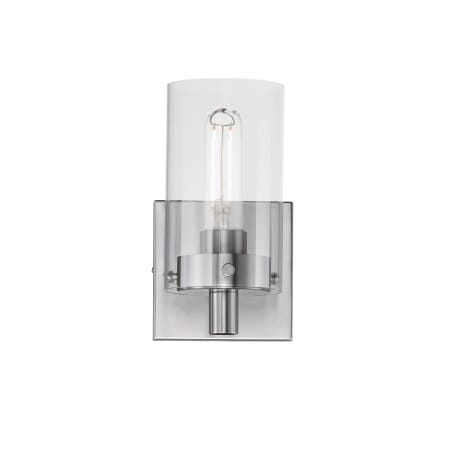 Maxim Pinn 8" Tall Bathroom Sconce with Clear Glass Shade Satin Nickel