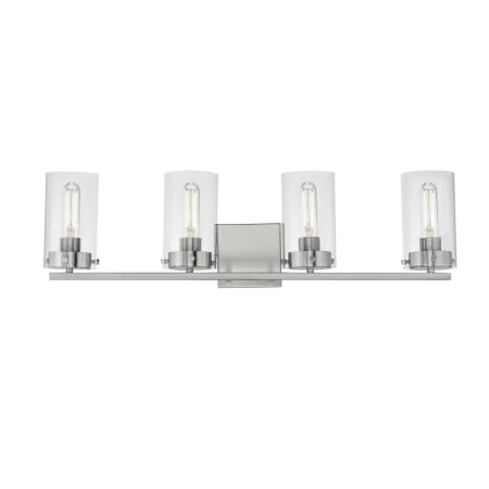 Maxim Pinn 4 Light 30" Wide Vanity Light with Clear Glass Shades Satin Nickel