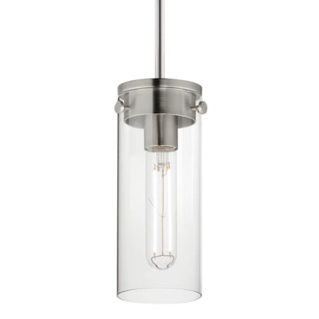 Maxim Pinn 5" Wide Mini Pendant with Clear Glass Shade Satin Nickel