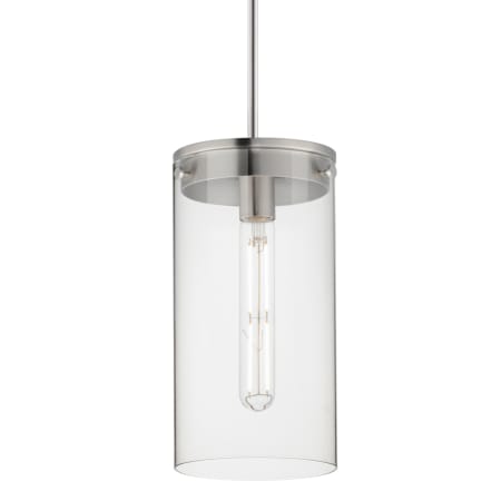 Maxim Pinn 8" Wide Mini Pendant with Clear Glass Shade Satin Nickel