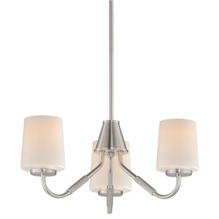 Maxim Durham 3 Light 19" Wide Chandelier Satin Nickel / White