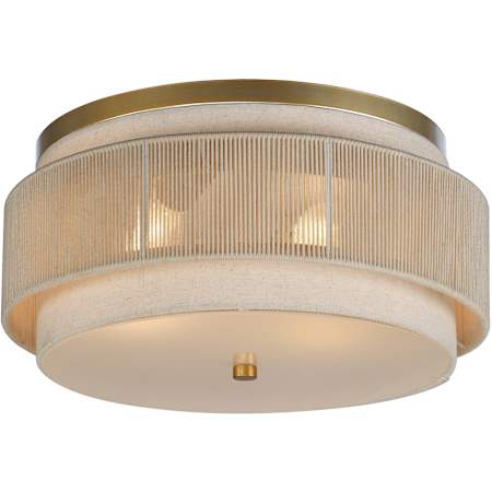 Maxim Seacliff 2 Light 16" Wide Flush Mount Drum Ceiling Fixture Natural Aged Brass