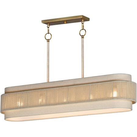 Maxim Seacliff 5 Light 9" Wide Linear Pendant Natural Aged Brass