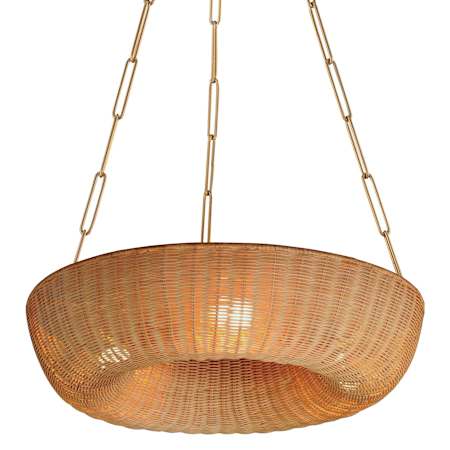 Maxim Bower 3 Light 24" Wide Pendant Natural Aged Brass / Natural