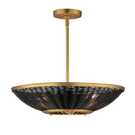 Maxim Rattan 3 Light 20" Wide Pendant Natural Aged Brass