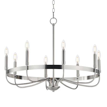 Maxim Frankie 8 Light 29" Wide Taper Candle Style Chandelier Satin Nickel