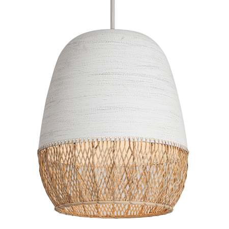 Maxim Tamba 16" Wide Pendant with Metal and Rattan Shade Ivory