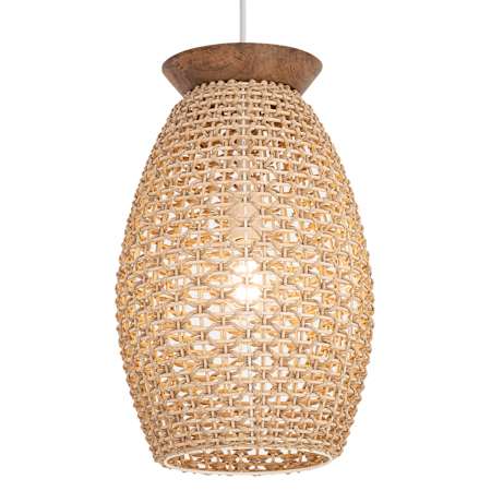 Maxim Cotswold 13" Wide Wood Pendant with Woven Paper Shade Natural