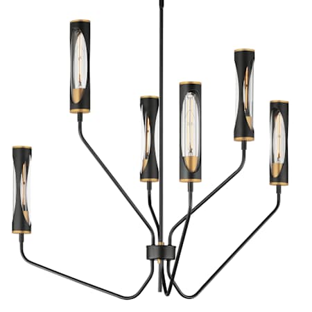 Maxim Regent 6 Light 36" Wide LED Abstract Chandelier Black / Antique Brass