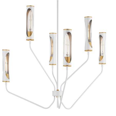 Maxim Regent 6 Light 36" Wide LED Abstract Chandelier Light French Gray / Natural Aged Brass