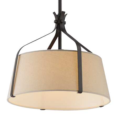 Maxim Bandera 15" Wide Pendant with Oatmeal Fabric Shade Dark Bronze