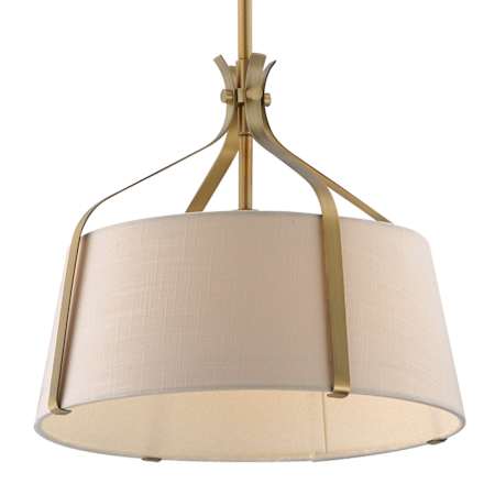 Maxim Bandera 15" Wide Pendant with White Fabric Shade Natural Aged Brass