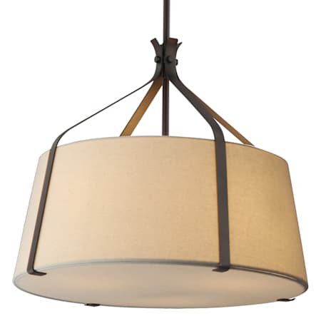 Maxim Bandera 3 Light 21" Wide Pendant with Oatmeal Fabric Shade Dark Bronze