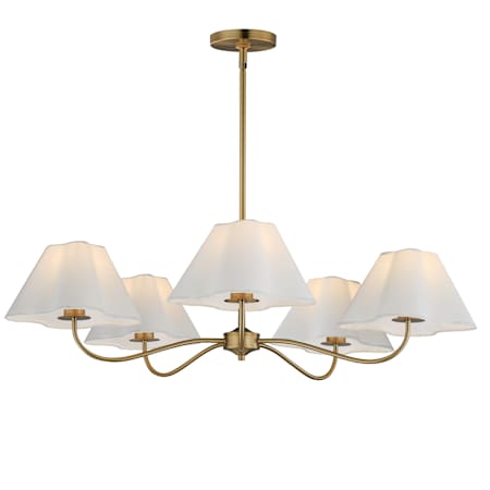 Maxim Saxon 38" Wide 5 Light Chandelier Natural Aged Brass / White