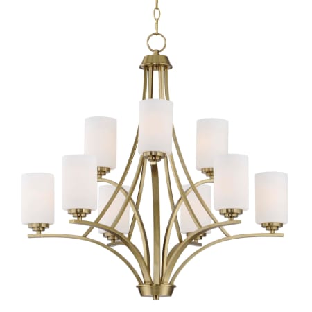 Maxim Deven 9 Light 32" Wide Pillar Candle Style Chandelier Satin Brass