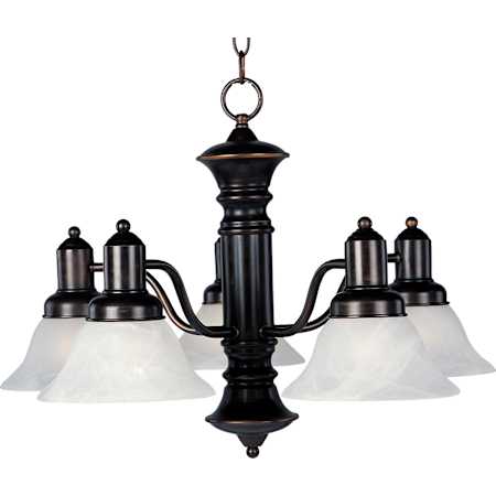 Maxim Newburg 24" Wide 5 Light Chandelier Oil Rubbed Bronze / Marble Glass