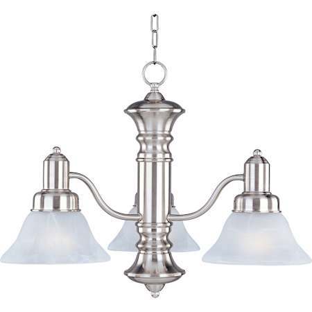 Maxim Newburg 22" Wide 3 Light Chandelier Satin Nickel / Marble Glass