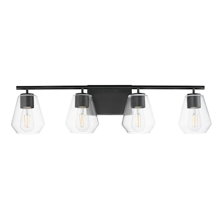 Maxim Geode 4 Light 31" Wide Vanity Light with Clear Glass Shades Black