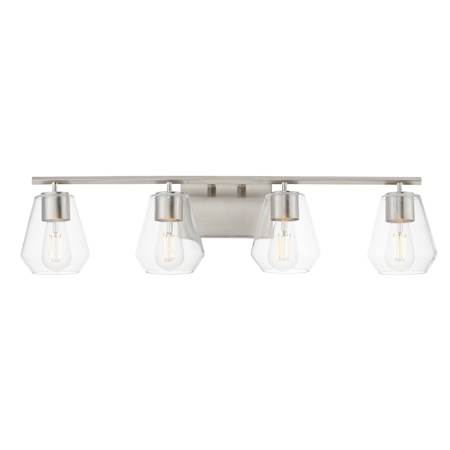 Maxim Geode 4 Light 31" Wide Vanity Light with Clear Glass Shades Satin Nickel