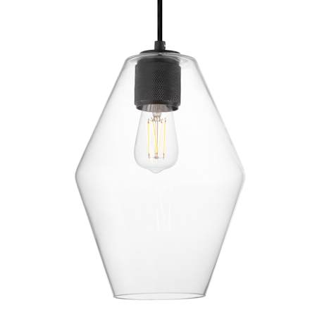 Maxim Geode 9" Wide Mini Pendant with Clear Glass Shade Black