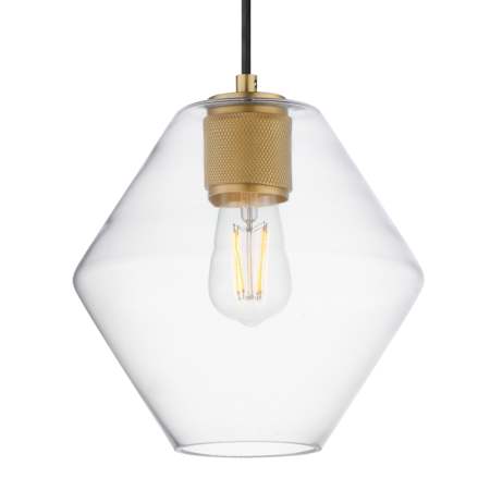 Maxim Geode 10" Wide Mini Pendant with Clear Glass Shade Natural Aged Brass