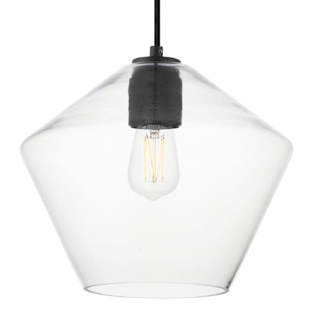 Maxim Geode 12" Wide Pendant with Clear Glass Shade Black