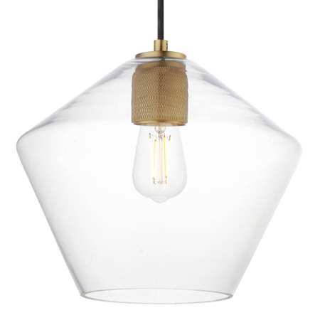 Maxim Geode 12" Wide Pendant with Clear Glass Shade Natural Aged Brass