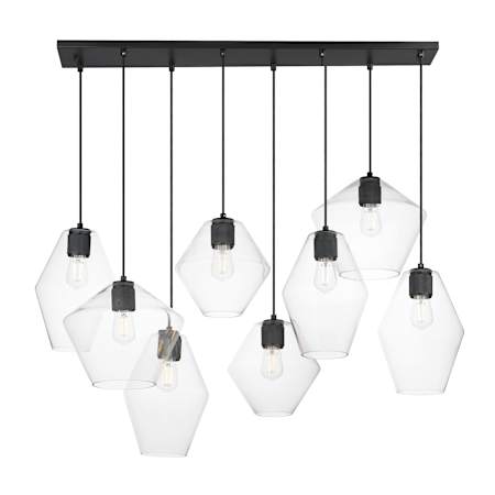 Maxim Geode 8 Light 42" Wide Linear Pendant with Clear Glass Shades Black