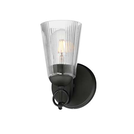Maxim Jackson Hole 10" Tall Bathroom Sconce with Clear, Ribbed Glass Shade Black