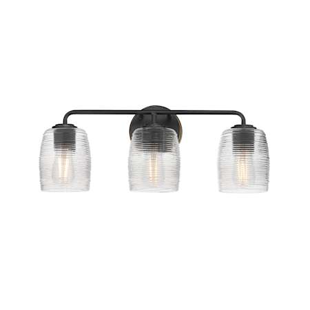 Maxim Honey 3 Light 22" Wide Vanity Light with Clear, Ribbed Glass Shades Kentucky Bronze