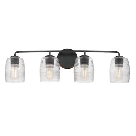 Maxim Honey 4 Light 31" Wide Vanity Light with Clear, Ribbed Glass Shades Kentucky Bronze