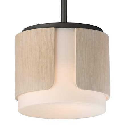 Maxim Draughtsman 2 Light 10" Wide Wood Mini Pendant with Satin White Glass Shade Natural Wood / Charcoal