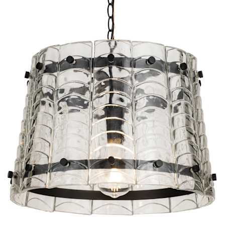 Maxim Ruche 16" Wide Pendant with Clear, Scalloped Glass Shade Bronze