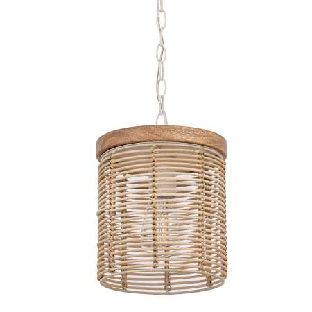 Maxim Vannerie 7" Wide Wood Mini Pendant Ecru