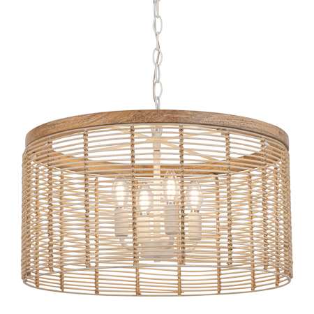 Maxim Vannerie 4 Light 20" Wide Wood Pendant Ecru