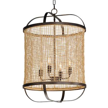 Maxim Cestino 4 Light 19" Wide Wood Pendant Antique Bronze