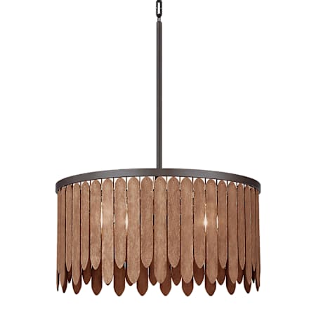 Maxim Marimba 4 Light 26" Wide Wood Pendant Walnut / Gunmetal