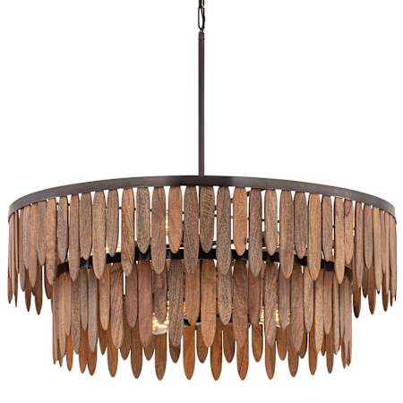 Maxim Marimba 7 Light 36" Wide Wood Pendant Walnut / Gunmetal