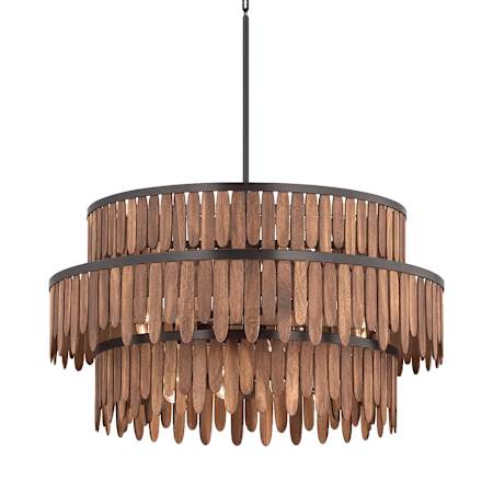 Maxim Marimba 36" Wide 10 Light Drum Chandelier Walnut / Gunmetal