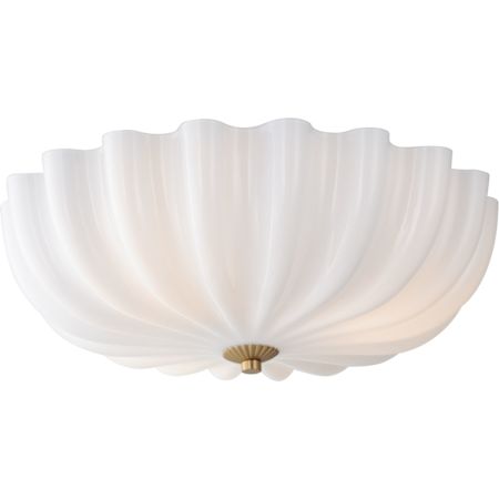 Maxim Bundt 3 Light 16" Wide Flush Mount Bowl Ceiling Fixture / Converts to Wall Sconce White / Natural Aged Brass