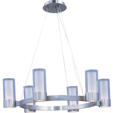 Maxim Silo 27" Wide 6 Light Chandelier Polished Chrome / Clear Frosted Glass