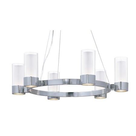 Maxim Silo 6 Light 27" Wide LED Pillar Candle Ring Chandelier Polished Chrome