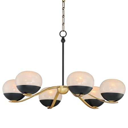Maxim Lucerne 6 Light 33" Wide Chandelier Black / Natural Aged Brass