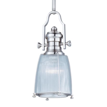 Maxim Hi-Bay 9" Wide Single Light Pendant Satin Nickel / Clear Glass
