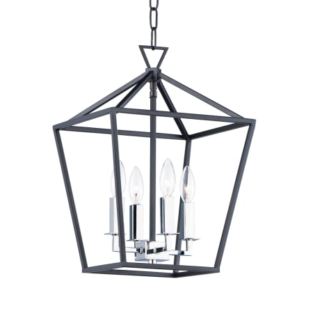 Maxim Abode 4 Light 12" Wide Chandelier Textured Black / Polished Nickel