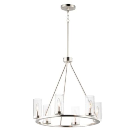 Maxim Sentinel 6 Light 24" Wide Taper Candle Chandelier Satin Nickel
