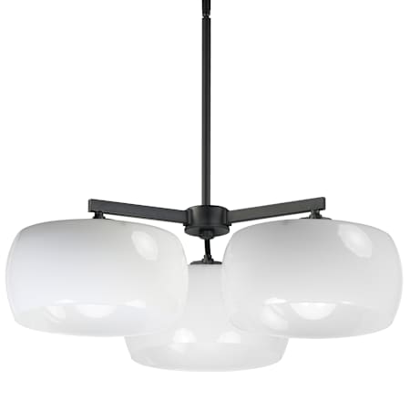Maxim Glazed 3 Light 26" Wide Chandelier with Glossy White Glass Shades White / Black