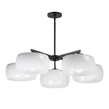 Maxim Glazed 5 Light 36" Wide Chandelier with Glossy White Glass Shades White / Black