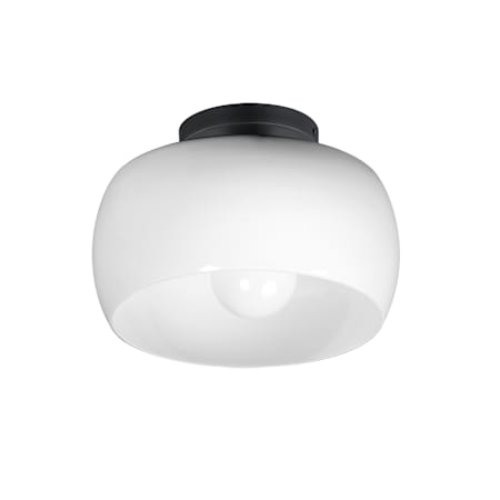 Maxim Glazed 11" Wide Flush Mount Drum Ceiling Fixture with Glossy White Glass Shade White / Black