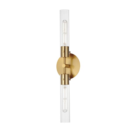 Maxim Equilibrium 2 Light 25" Tall LED Bathroom Sconce with Clear Glass Shades Natural Aged Brass
